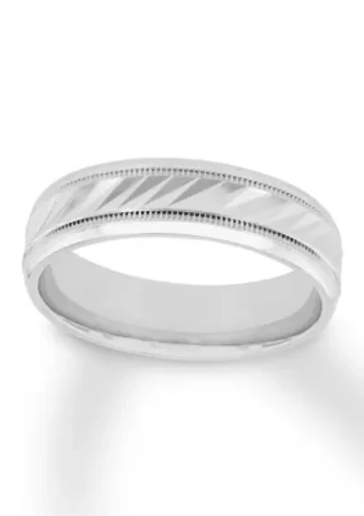 Grooved Milgrain mm Wedding Band .925 Sterling Silver