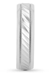 Grooved Milgrain mm Wedding Band .925 Sterling Silver
