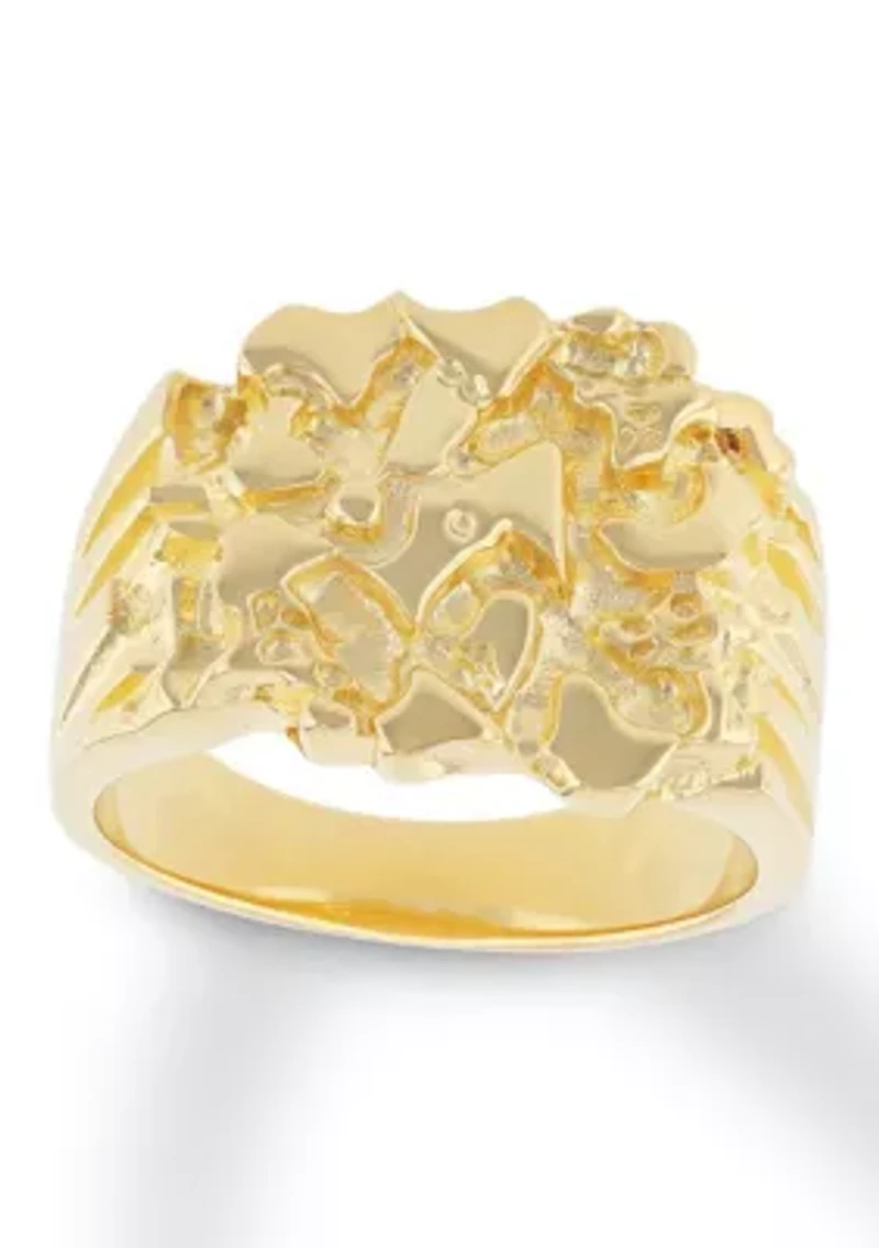 Gold Nugget Ring Plated .925 Sterling Silver