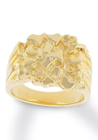 Gold Nugget Ring Plated .925 Sterling Silver