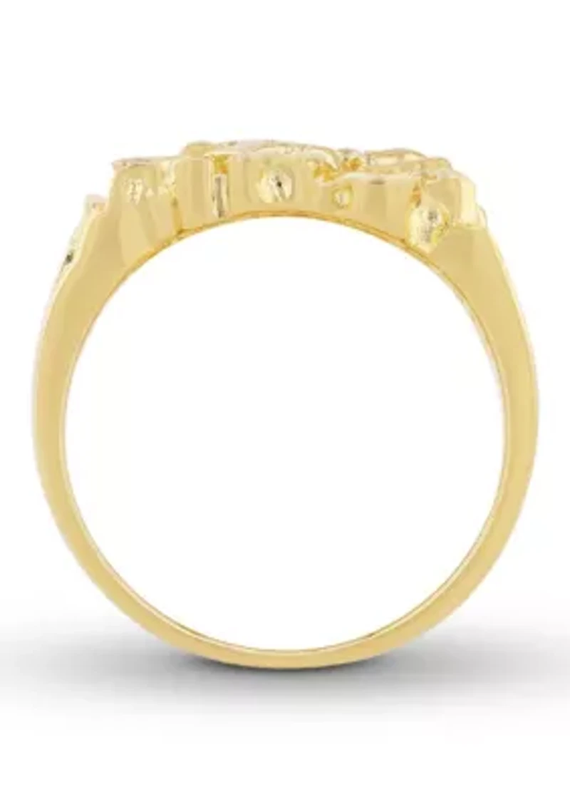 Gold Nugget Ring Plated .925 Sterling Silver