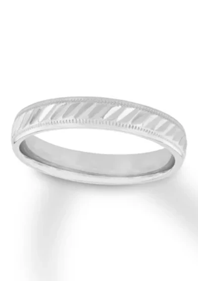 Grooved Milgrain 4 mm Wedding Band .925 Sterling Silver