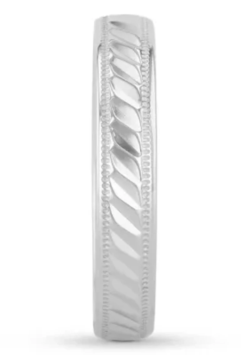 Grooved Milgrain mm Wedding Band .925 Sterling Silver