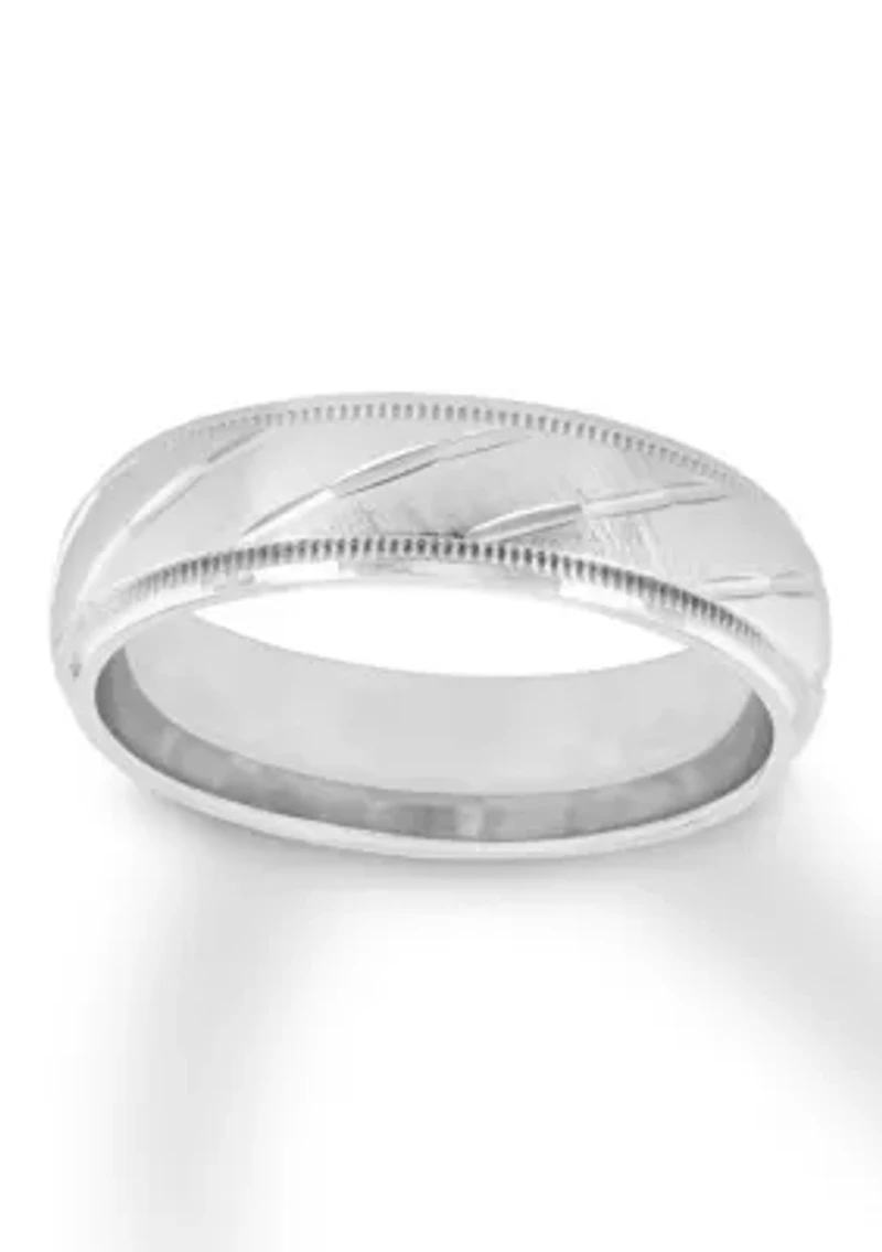 Satin Milgrain 6 mm Wedding Band .925 Sterling Silver
