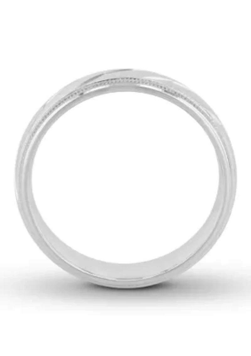 Satin Milgrain 6 mm Wedding Band .925 Sterling Silver