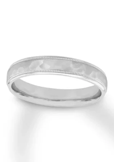 Hammered Milgrain 4 mm Wedding Band .925 Sterling Silver