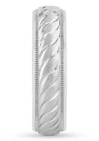 Swirl Cut Milgrain 6 mm Wedding Band .925 Sterling Silver