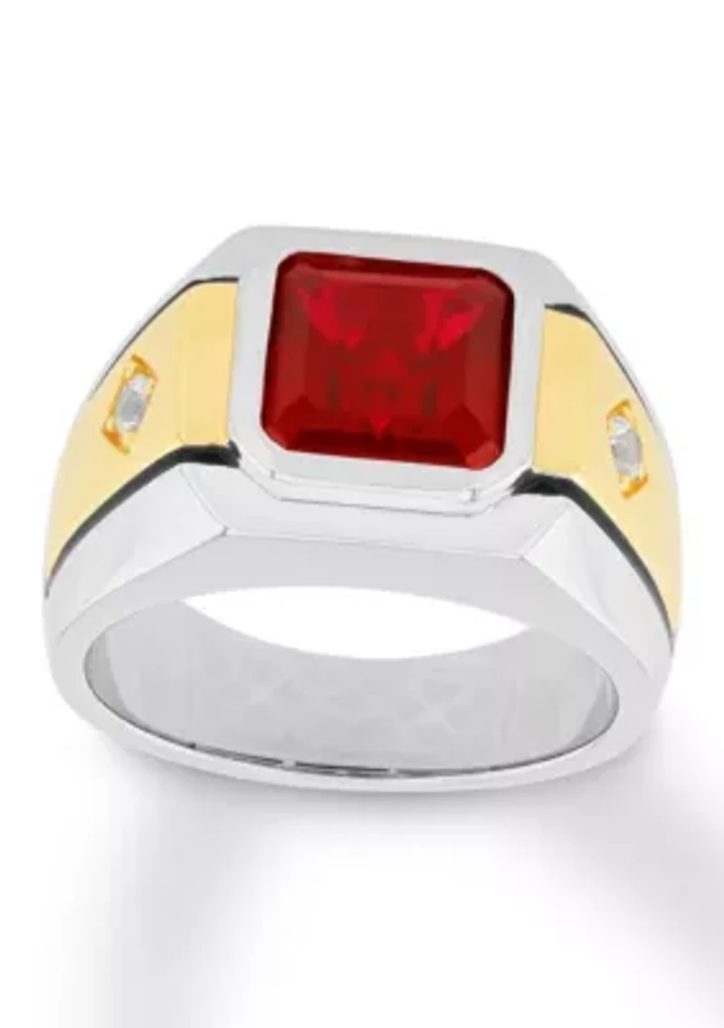 Lab Created Ruby and Sapphire Cocktail Ring Two-Tone .925 Sterling Silver