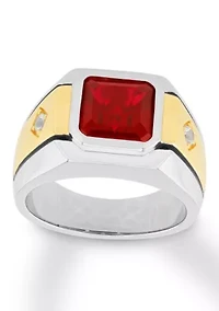 Lab Created Ruby and Sapphire Cocktail Ring Two-Tone .925 Sterling Silver