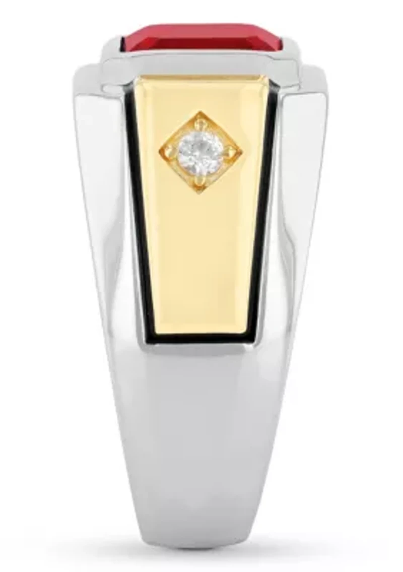 Lab Created Ruby and Sapphire Cocktail Ring Two-Tone .925 Sterling Silver