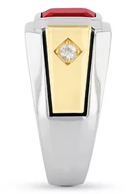 Lab Created Ruby and Sapphire Cocktail Ring Two-Tone .925 Sterling Silver