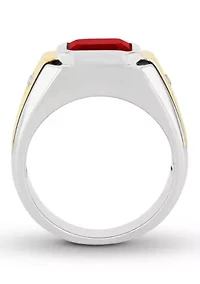 Lab Created Ruby and Sapphire Cocktail Ring Two-Tone .925 Sterling Silver
