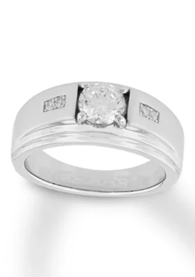 Lab Created Cubic Zirconia Solitaire Ring .925 Sterling Silver