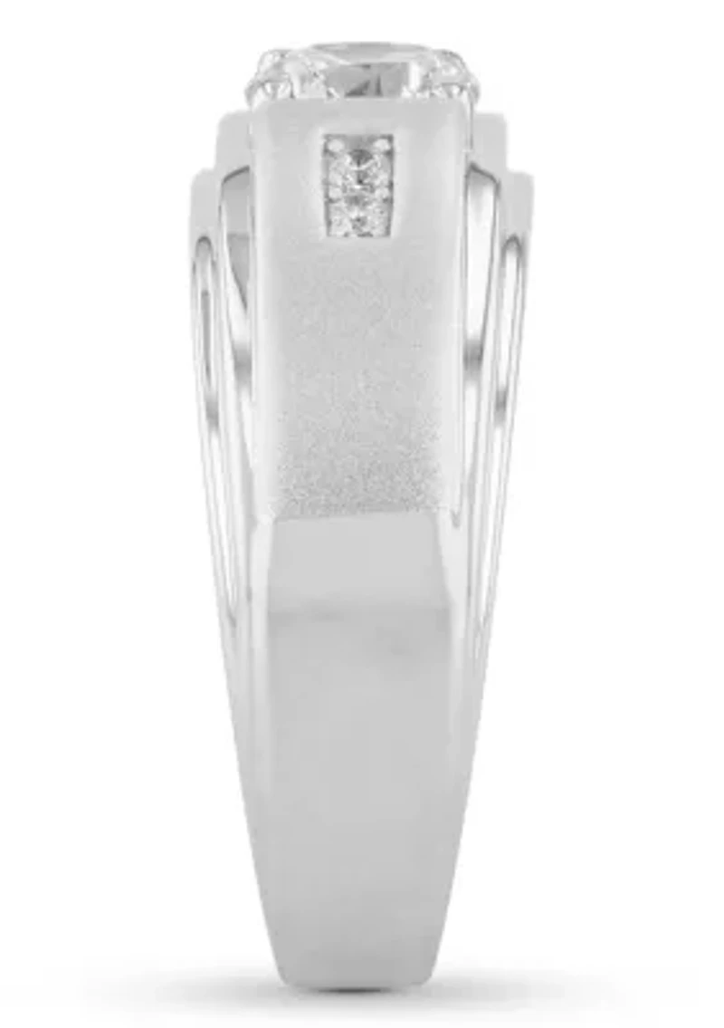 Lab Created Cubic Zirconia Solitaire Ring .925 Sterling Silver