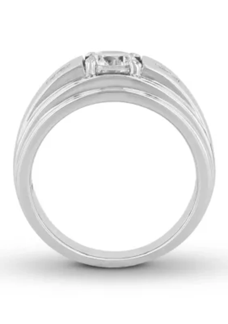 Lab Created Cubic Zirconia Solitaire Ring .925 Sterling Silver