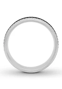 Gunmetal Gray Pleated 8 mm Wedding Band .925 Sterling Silver