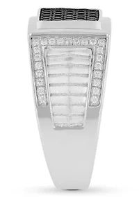 Lab Created Black Cubic Zirconia Square Cluster Ring .925 Sterling Silver
