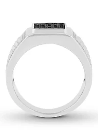 Lab Created Black Cubic Zirconia Square Cluster Ring .925 Sterling Silver