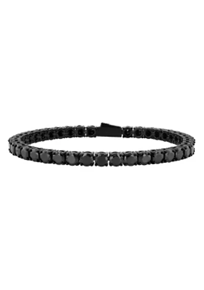 Black Spinel and .925 Sterling Silver 4MM Tennis Bracelet with Oxidized Finish