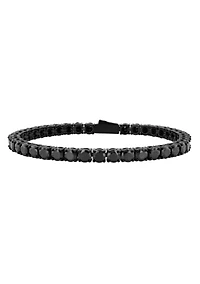 Black Spinel and .925 Sterling Silver 4MM Tennis Bracelet with Oxidized Finish
