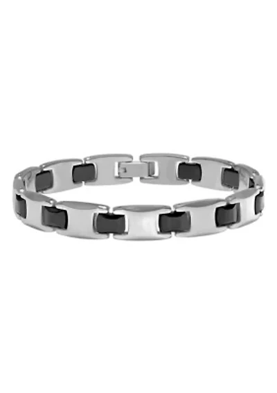 Tungsten and Stainless Steel Bracelet with Black Finish