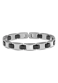 Tungsten and Stainless Steel Bracelet with Black Finish