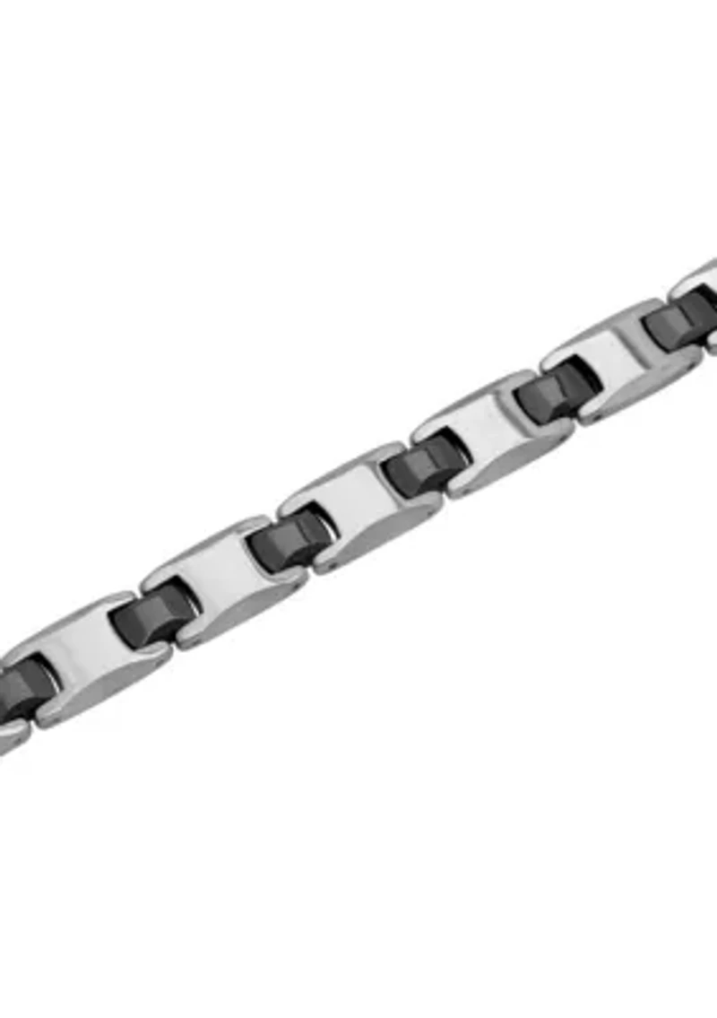 Tungsten and Stainless Steel Bracelet with Black Finish