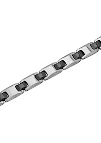 Tungsten and Stainless Steel Bracelet with Black Finish