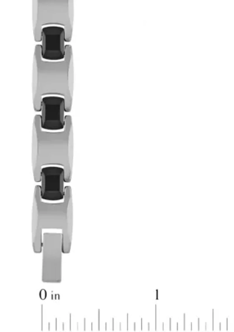 Tungsten and Stainless Steel Bracelet with Black Finish