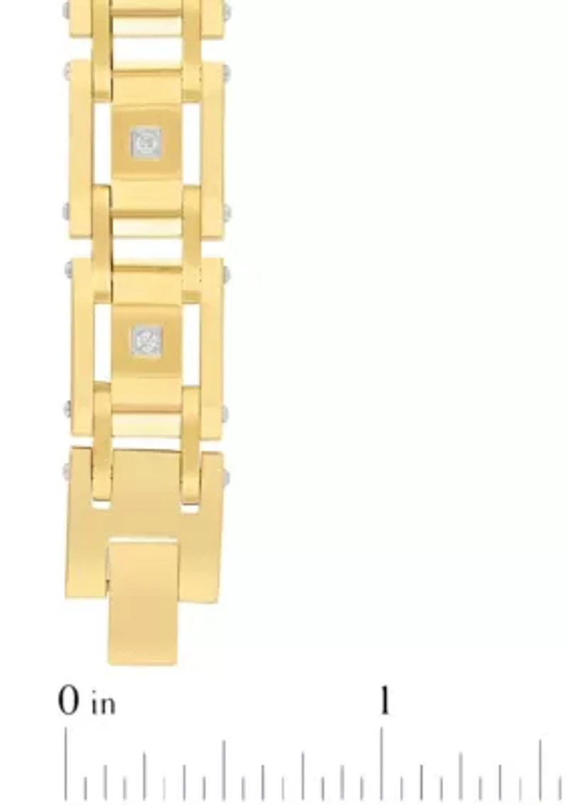 Lab Created 1/4CTW Lab-Grown Diamond Men's Stainless Steel Bracelet with Yellow Finish