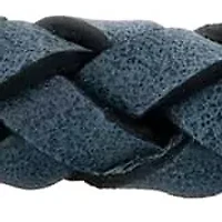 Men's Stainless Steel and Grey Leather Braid Bracelet with Fancy Clasp