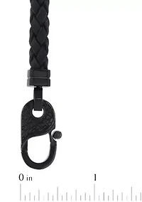 Men's Stainless Steel and Grey Leather Braid Bracelet with Fancy Clasp