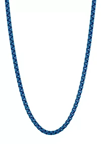 Men's Stainless Steel Blue Finish Rounded Box Fashion Chain