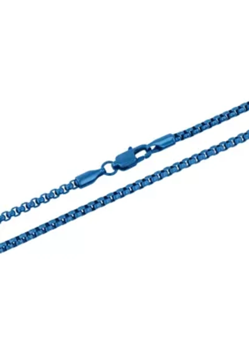 Men's Stainless Steel Blue Finish Rounded Box Fashion Chain