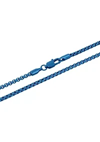 Men's Stainless Steel Blue Finish Rounded Box Fashion Chain