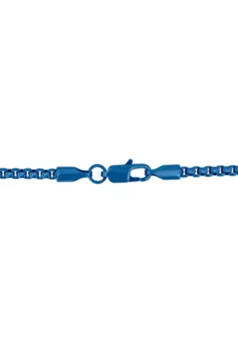 Men's Stainless Steel Blue Finish Rounded Box Fashion Chain