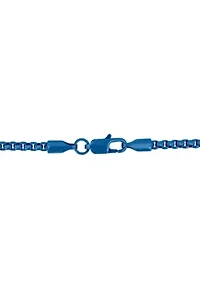 Men's Stainless Steel Blue Finish Rounded Box Fashion Chain