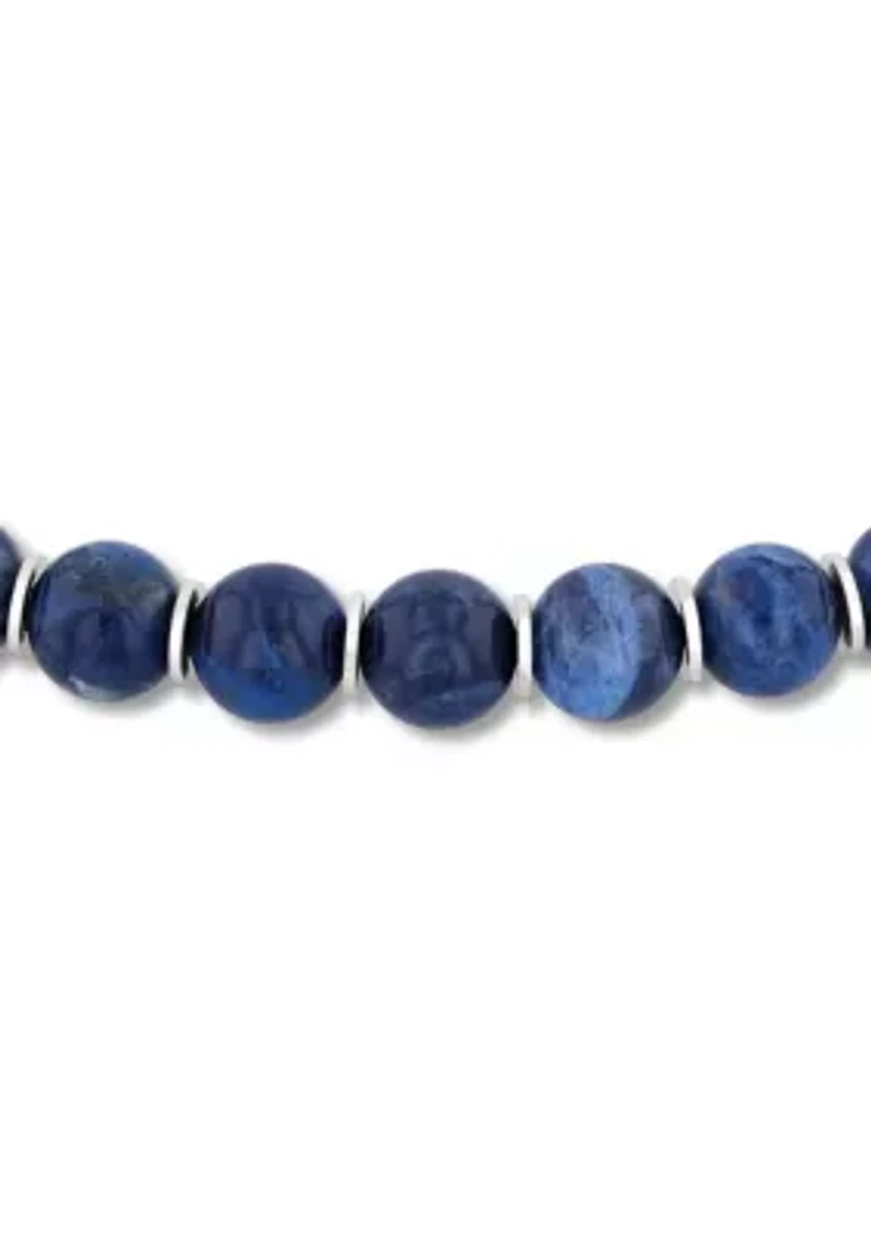 Blue Sodalite Bead and .925 Sterling Silver Bolo Bracelet