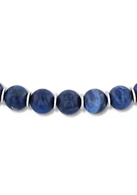 Blue Sodalite Bead and .925 Sterling Silver Bolo Bracelet