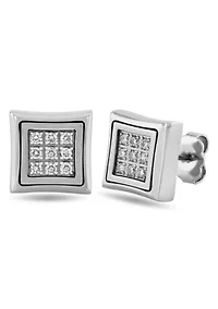 Lab Created 1/4CTW Lab Grown Diamond Men's Stainless Steel Stud Earrings