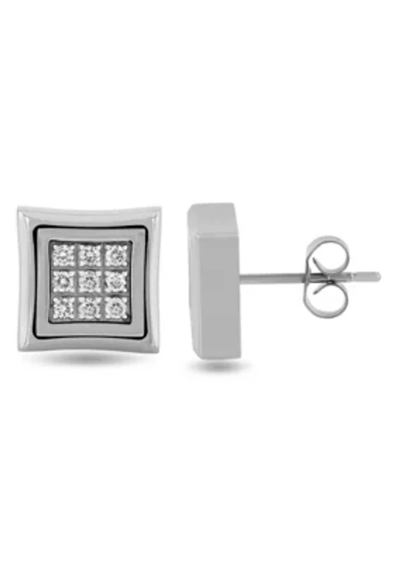 Lab Created 1/4CTW Lab Grown Diamond Men's Stainless Steel Stud Earrings
