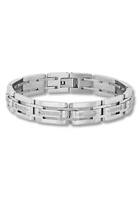 Lab Created 1/2CTW Lab Grown Diamond Men's Stainless Steel 8.5" Link Bracelet