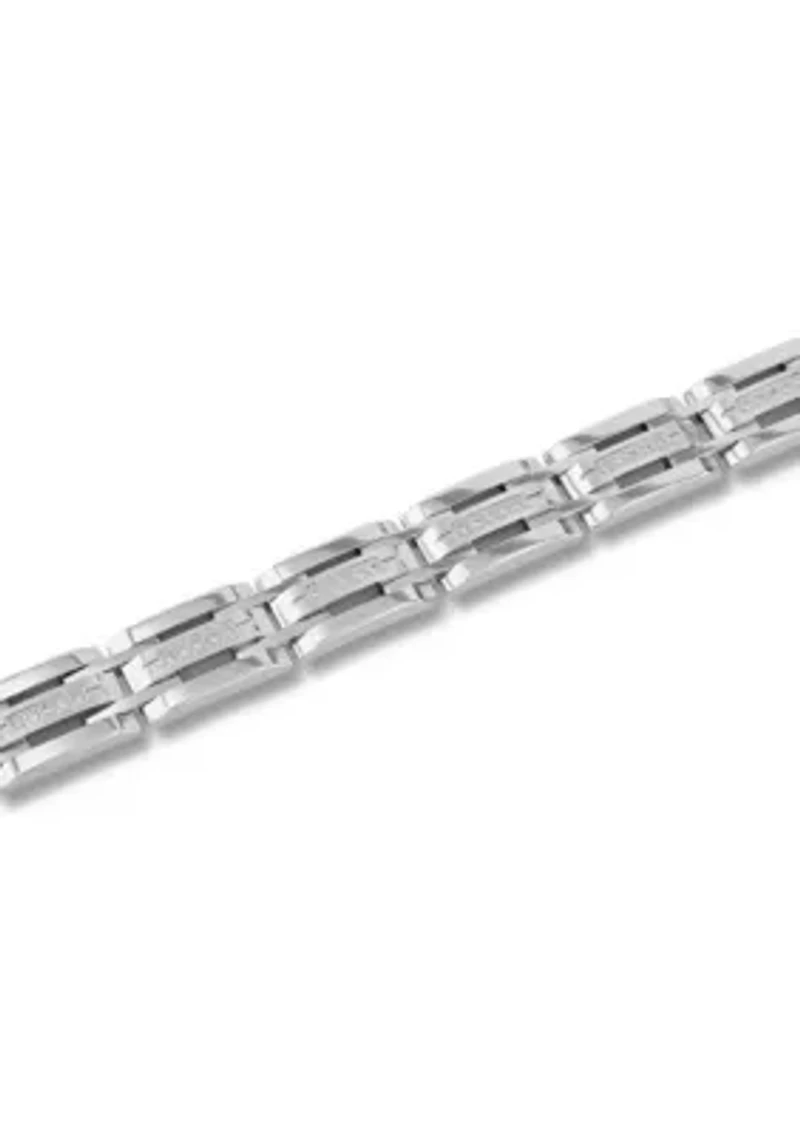 Lab Created 1/2CTW Lab Grown Diamond Men's Stainless Steel 8.5" Link Bracelet