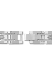 Lab Created 1/2CTW Lab Grown Diamond Men's Stainless Steel 8.5" Link Bracelet