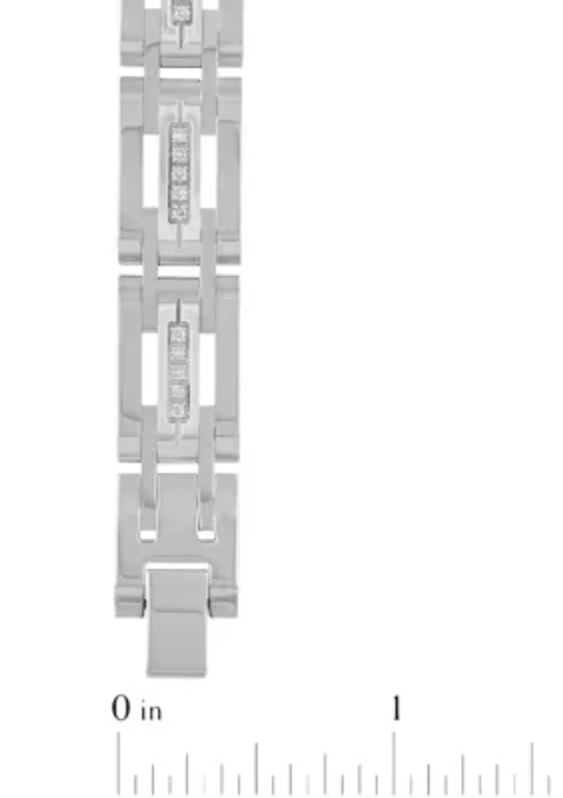 Lab Created 1/2CTW Lab Grown Diamond Men's Stainless Steel 8.5" Link Bracelet