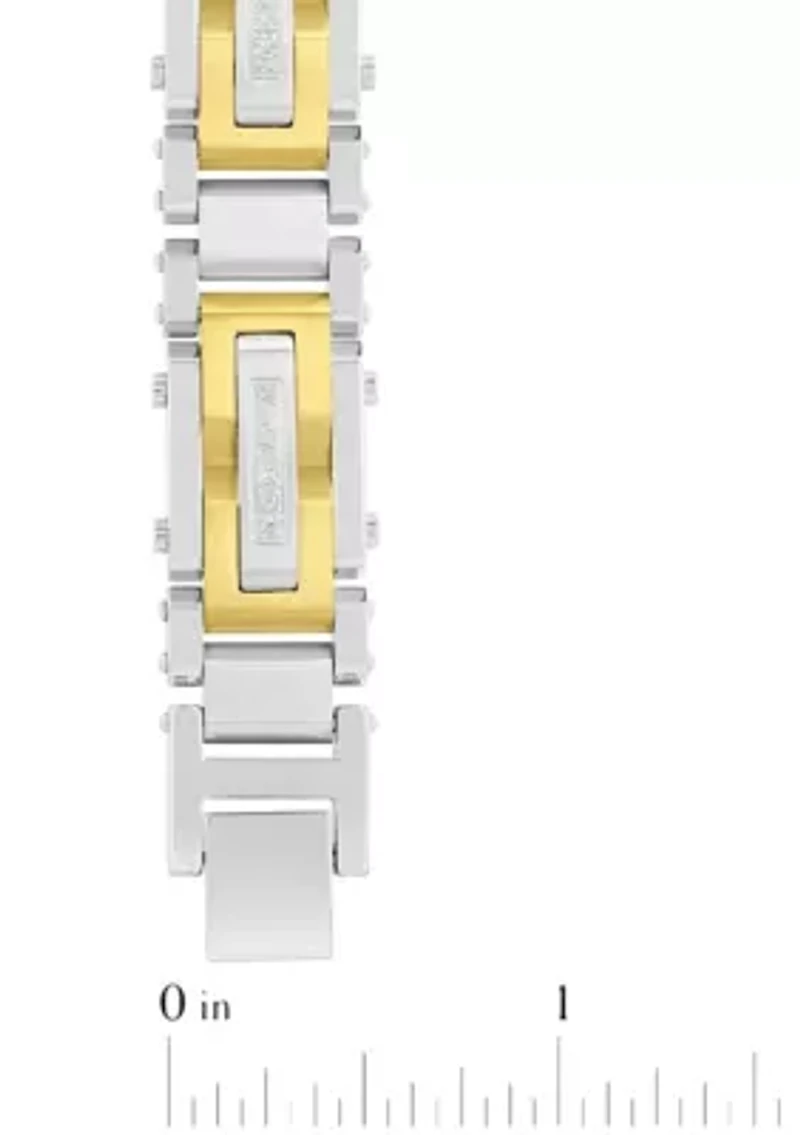 Lab Created 3/8CTW Lab Grown Diamond Men's Stainless Steel White and Yellow Two Tone Finish Link Bracelet