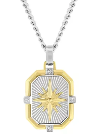 Lab Created .05CTW Lab Grown Diamond Men’s Stainless Steel Pendant With Yellow Finish