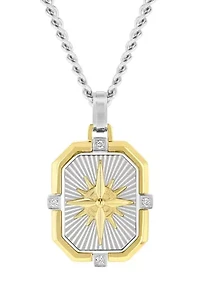 Lab Created .05CTW Lab Grown Diamond Men’s Stainless Steel Pendant With Yellow Finish