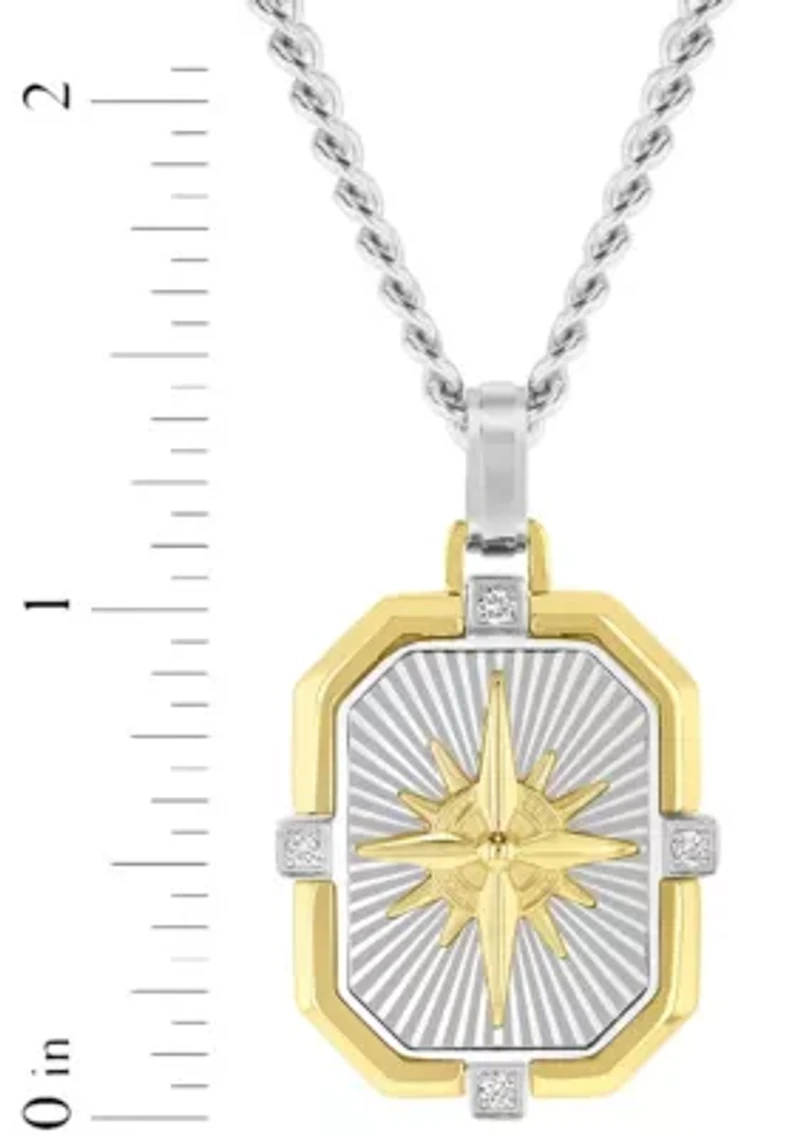 Lab Created .05CTW Lab Grown Diamond Men’s Stainless Steel Pendant With Yellow Finish