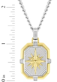 Lab Created .05CTW Lab Grown Diamond Men’s Stainless Steel Pendant With Yellow Finish